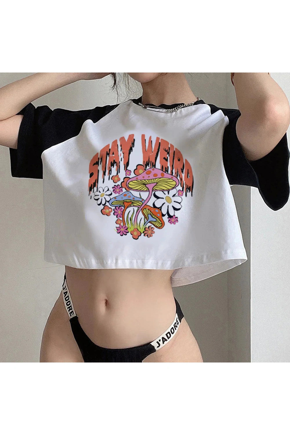 Mushroom Graphic 90s Crop Top cottagecoreclothes
