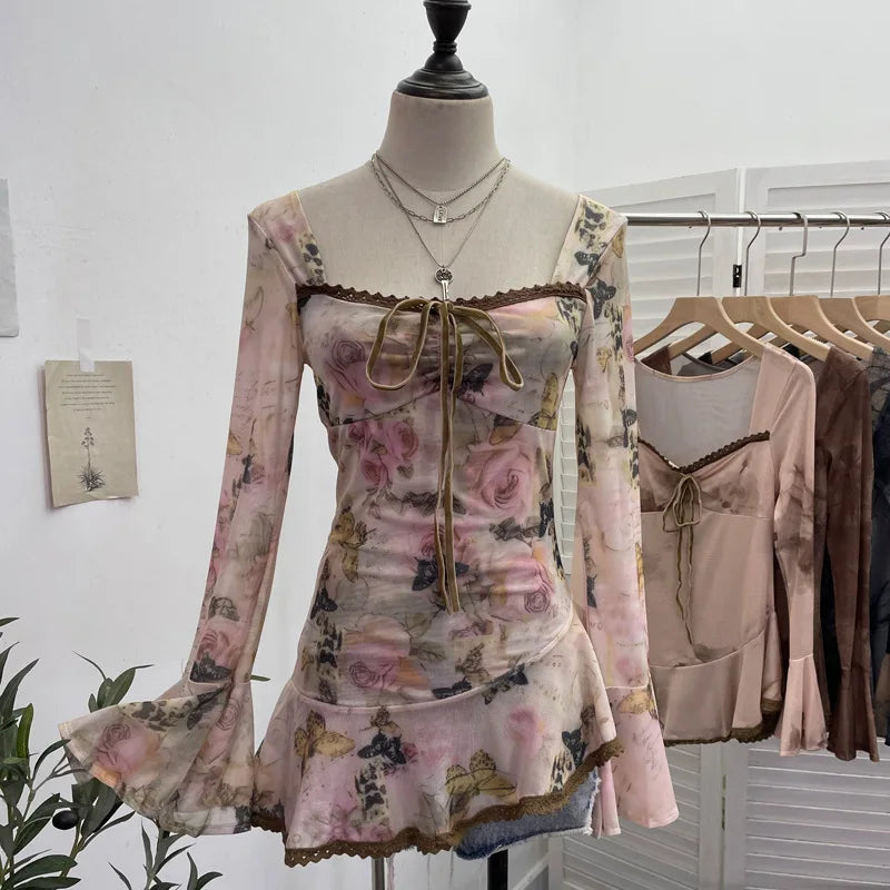 Fairy Grunge Smoked Mirror Mesh Corset Top