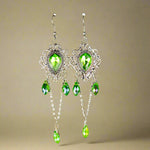 Vintage Green Jewel Drape Earrings cottagecoreclothes