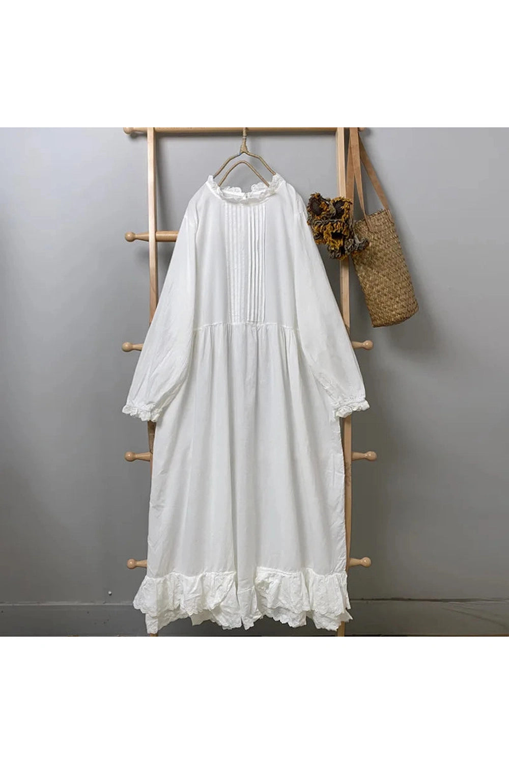 Japanese Cotton Linen Midi Dress cottagecoreclothes
