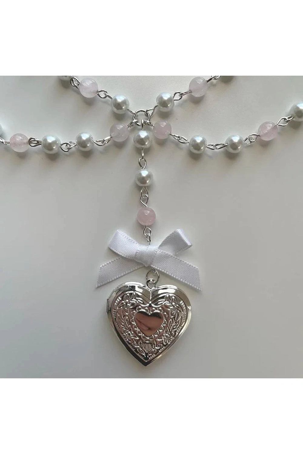 Rose Quartz Heart Necklace cottagecoreclothes