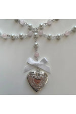 Rose Quartz Heart Necklace cottagecoreclothes