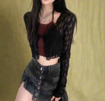 Fairycore Sheer Mesh Crop Fall Cardigan cottagecoreclothes