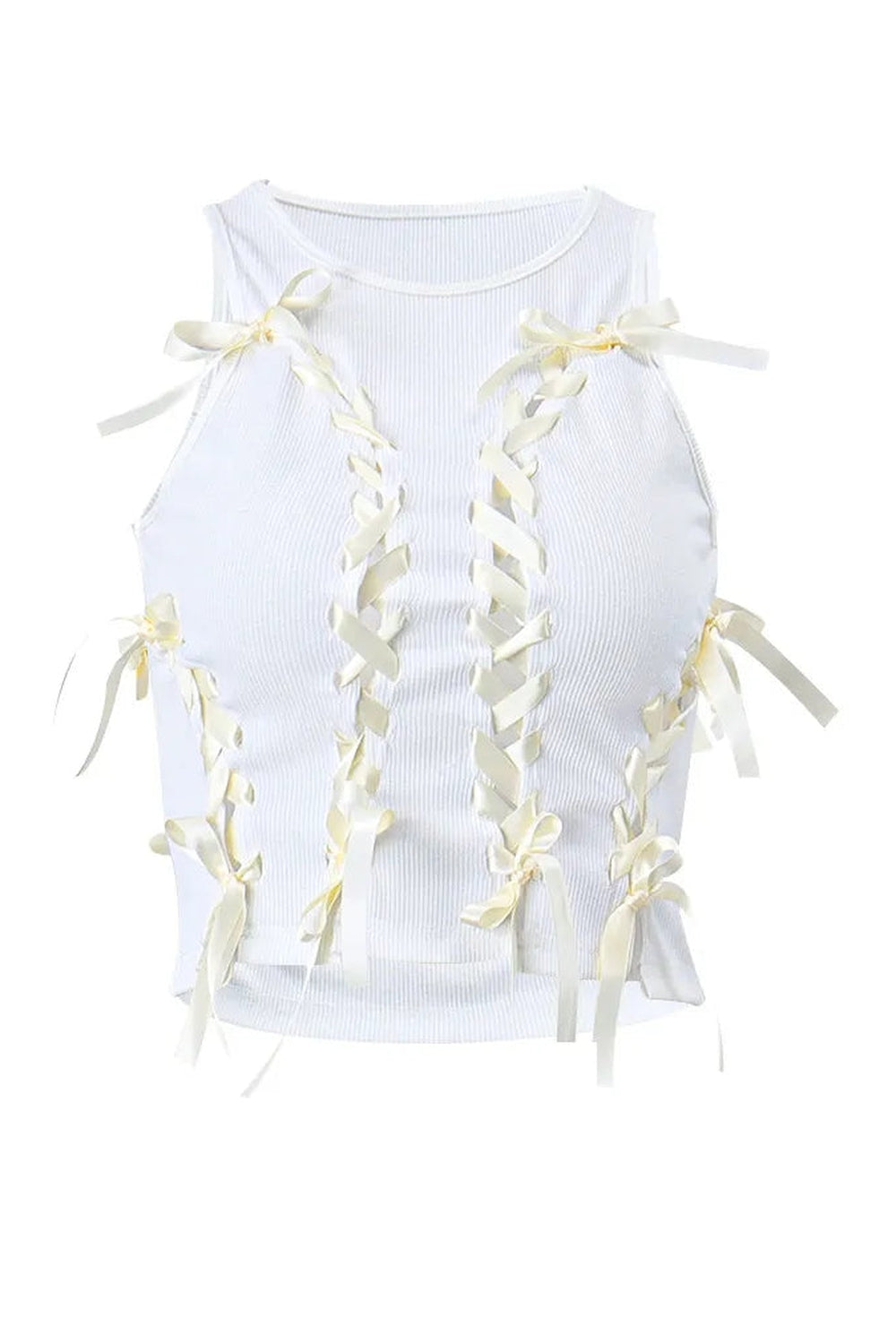 Fairy Lace-Up Ribbed Crop Top cottagecoreclothes