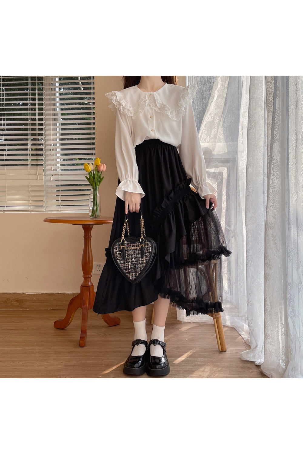High Waist Mesh Mori Girl Skirt cottagecoreclothes