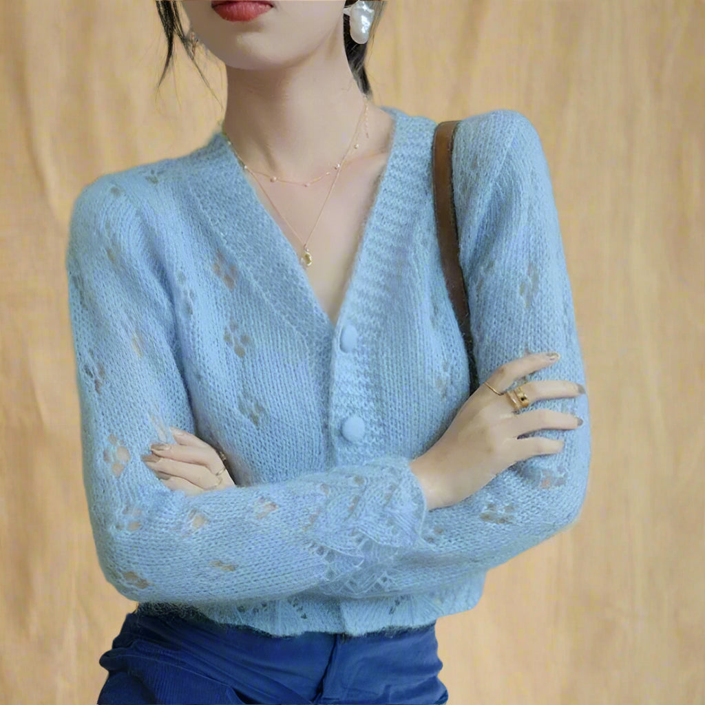 Vintage Lilac Button-Up Mohair Cardigan cottagecoreclothes