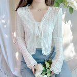 Fairycore Lace-Tied Bell Sleeve Cardigan