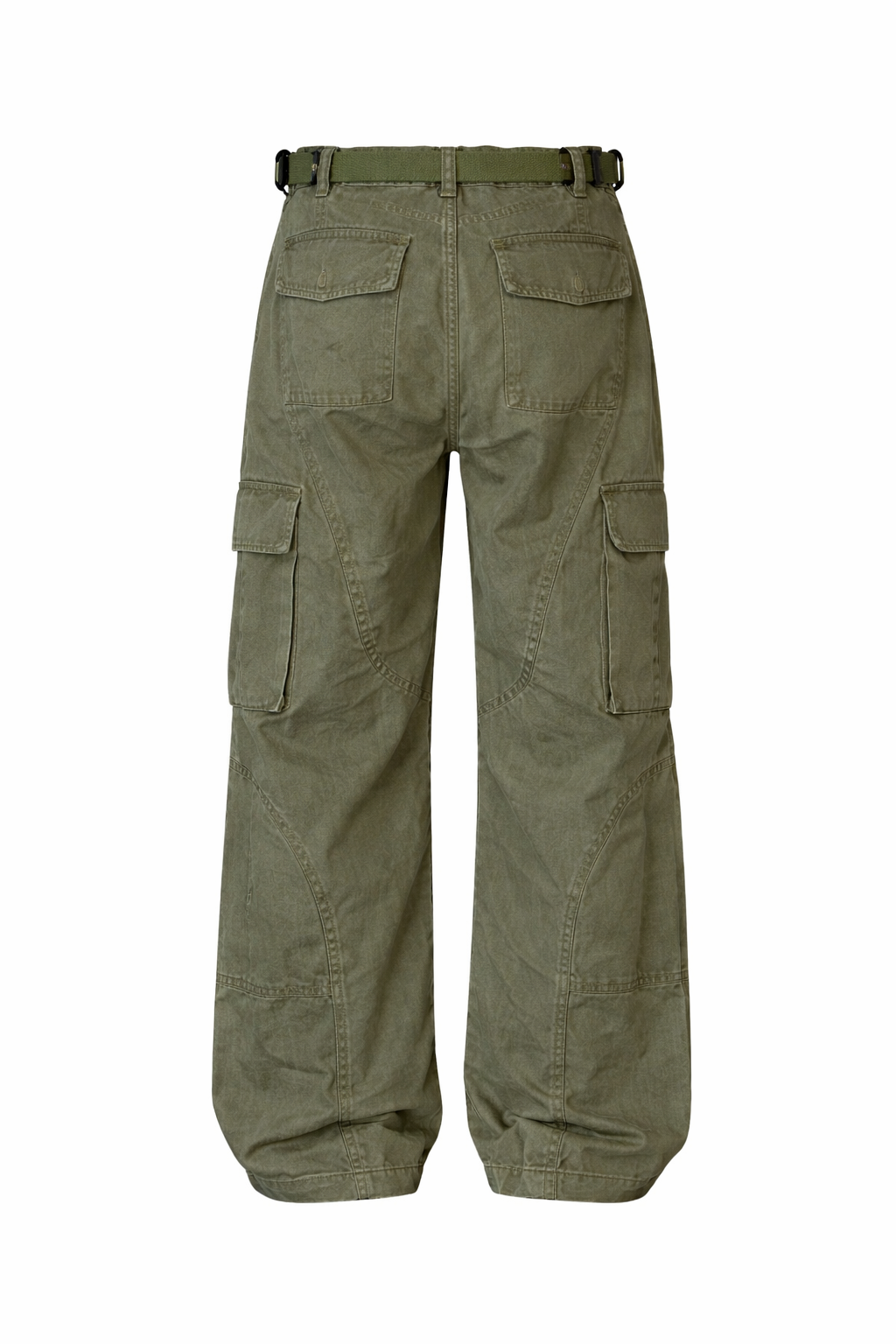 Goblincore Washed Olive Wide-Leg Cargo Trousers