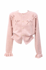 Bell Sleeve Bowknot Knit Cardigan