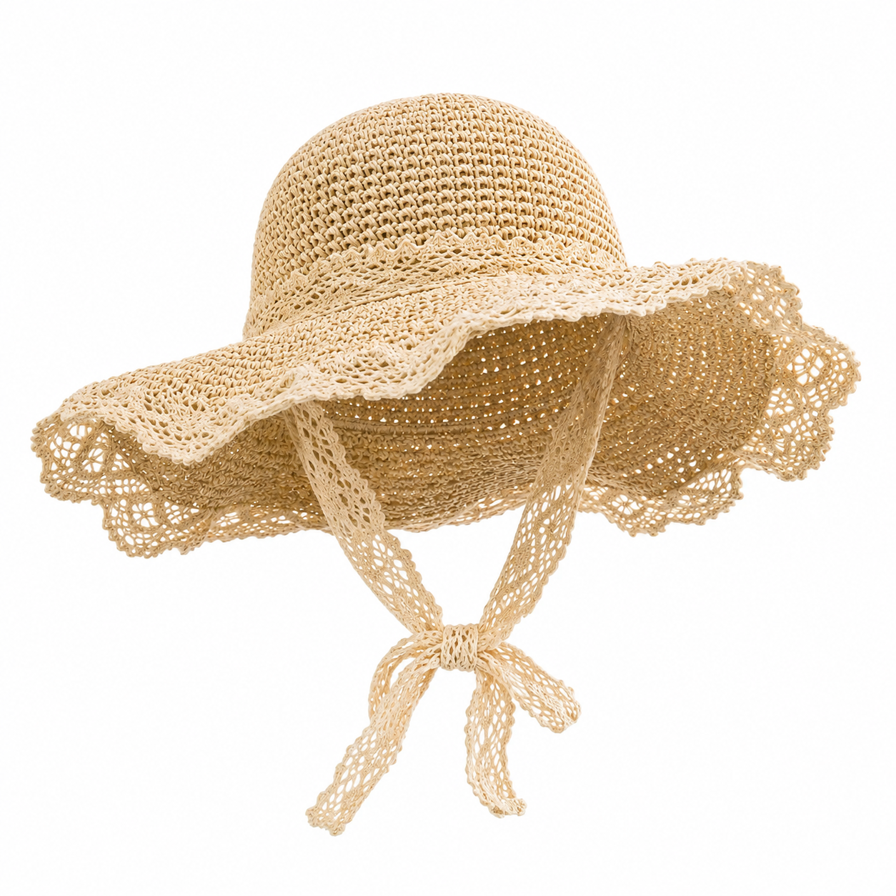 Cottagecore Crochet Lace Wide Brim Sun Hat