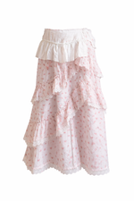 Coquette Bow Print Ruffle Cake Skirt