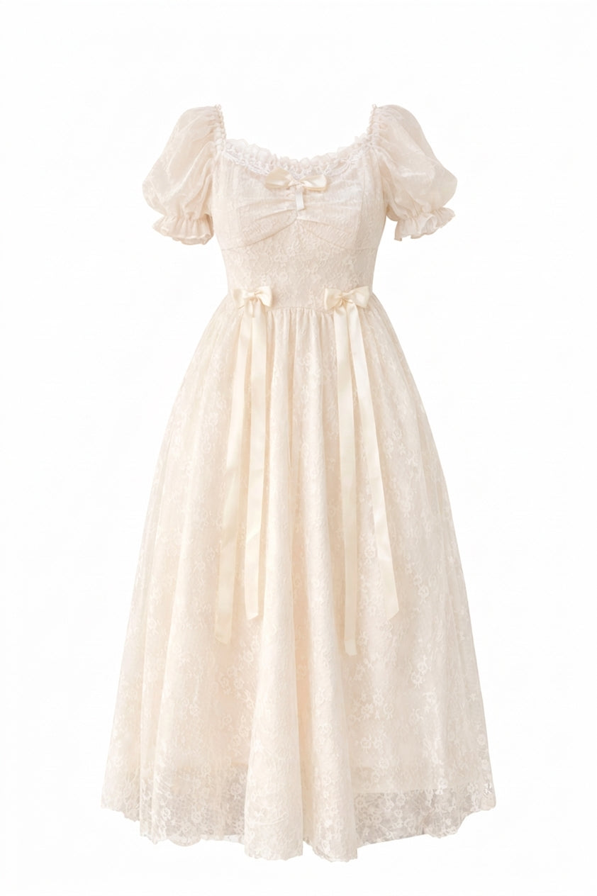 drawings of dresses Fairycore Puff Sleeve Midi Dress