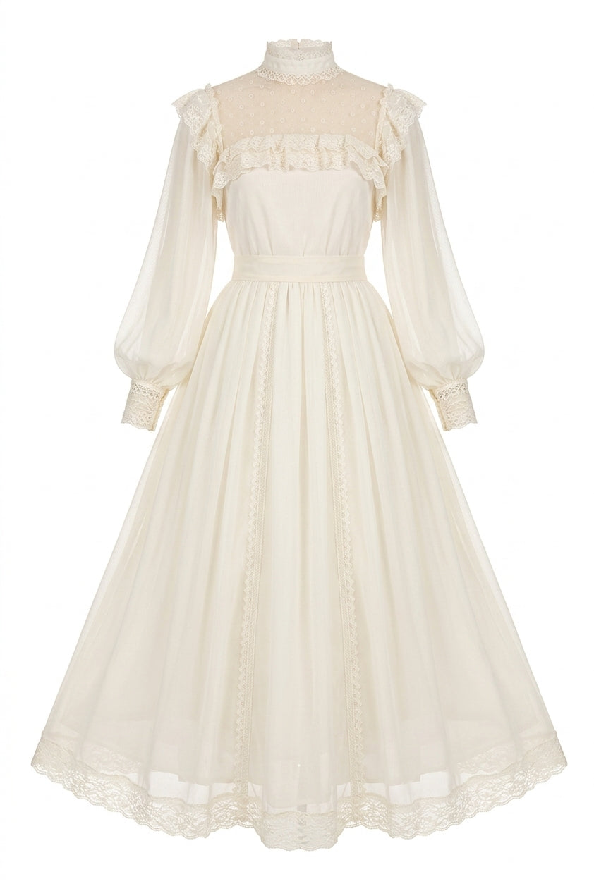 Ethereal Garden Lace Dress - ottagecore clothes Apricot / S Ethereal Garden Lace Dress - ottagecore clothes Apricot / S
