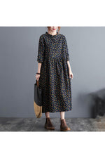 Vintage Cotton Linen Floral Dress cottagecoreclothes