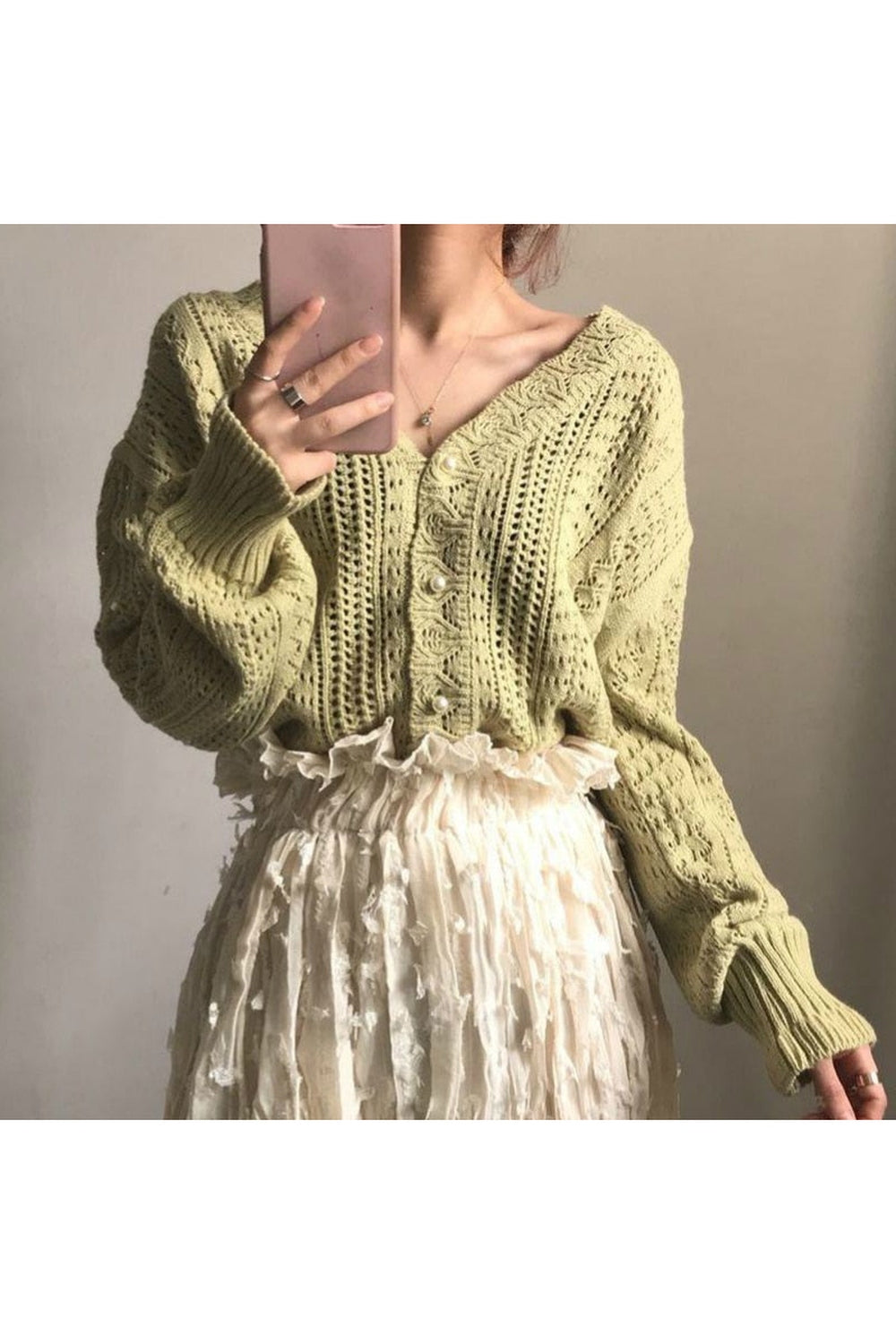 Vintage Elegant Cropped Fall Sweater cottagecoreclothes