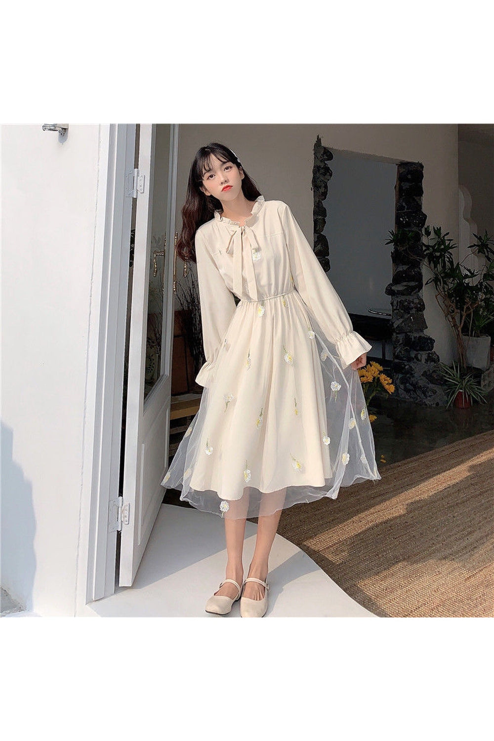 Floral Embroidery Elegant Dress cottagecoreclothes