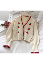 Cherry Embroidered Fall Fall Sweater cottagecoreclothes