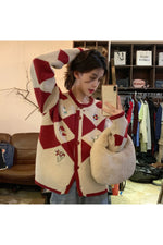 Cottagecore Retro Argyle Fall Cardigan cottagecoreclothes