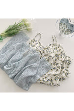 Two Piece Flower Long Dress & Vintage Blue Cardigan cottagecoreclothes