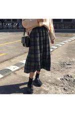 Woolen Vintage Winter Plus Plaid Skirt cottagecoreclothes