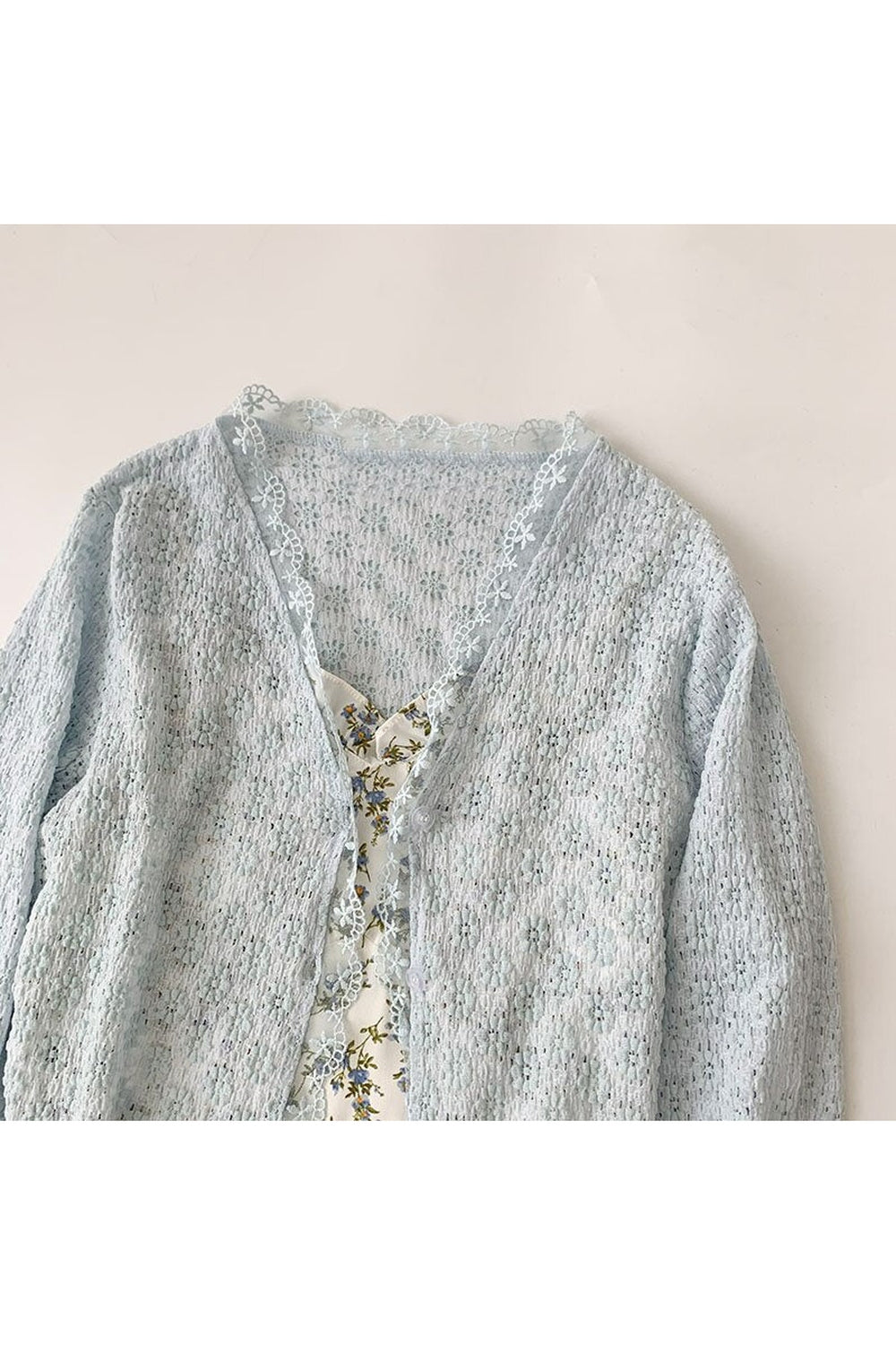 Two Piece Flower Long Dress & Vintage Blue Cardigan cottagecoreclothes