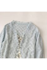 Two Piece Flower Long Dress & Vintage Blue Cardigan cottagecoreclothes