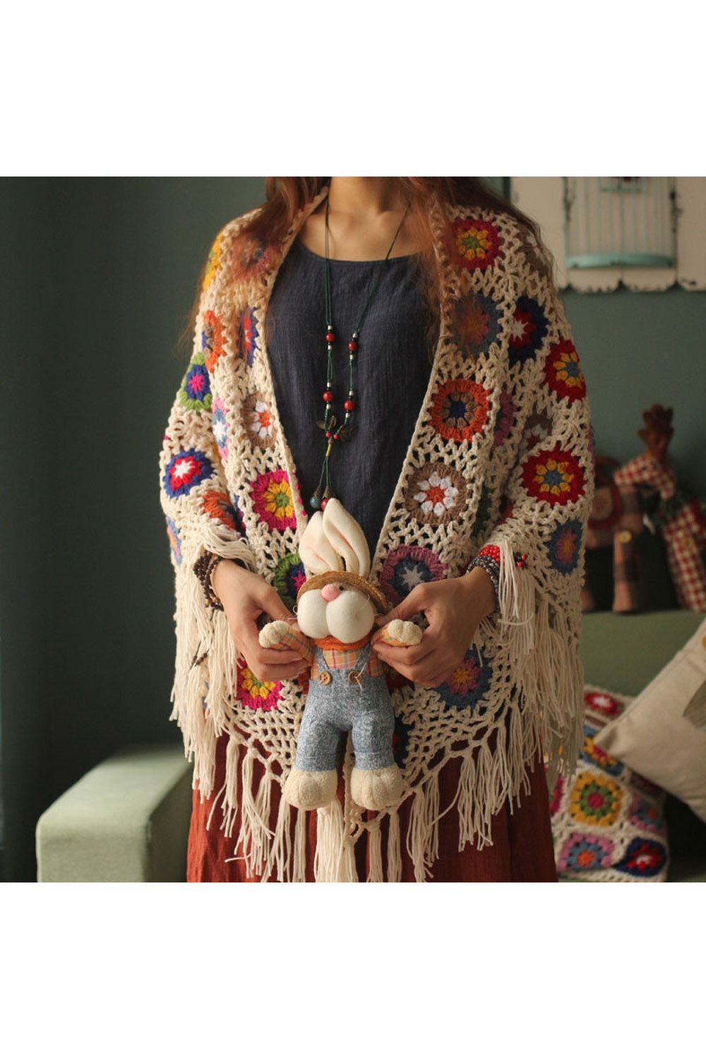 Mori Girl Retro Knit Scarf cottagecoreclothes