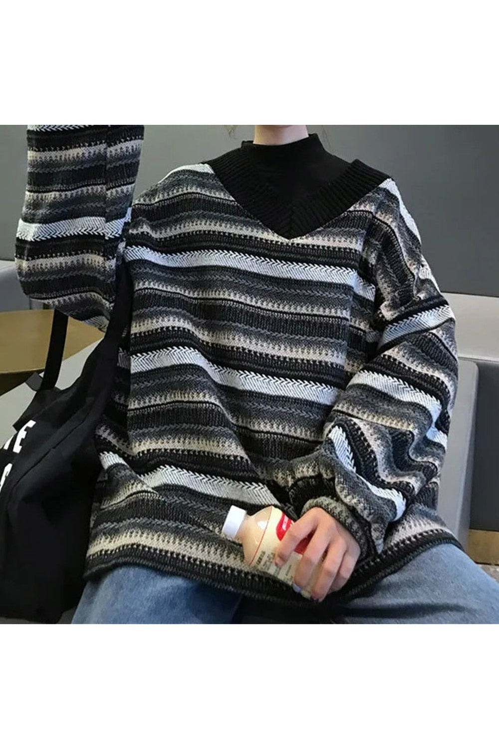 Goblincore Stripe Knit Fall Sweater cottagecoreclothes