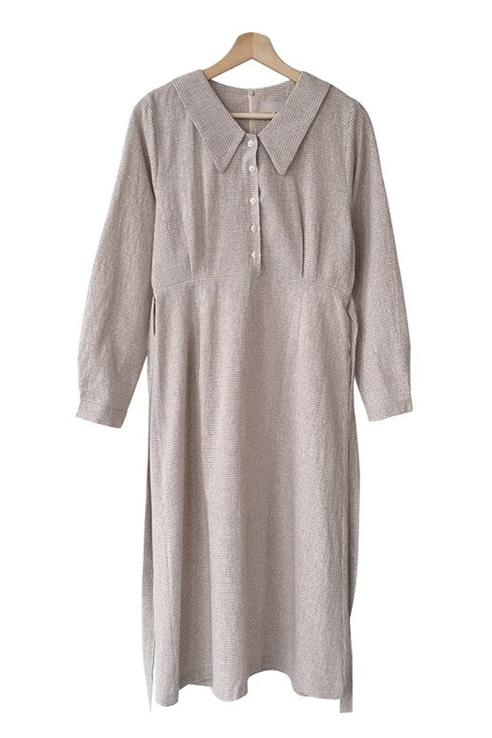 Vintage Plaid Long Sleeve Dress cottagecoreclothes