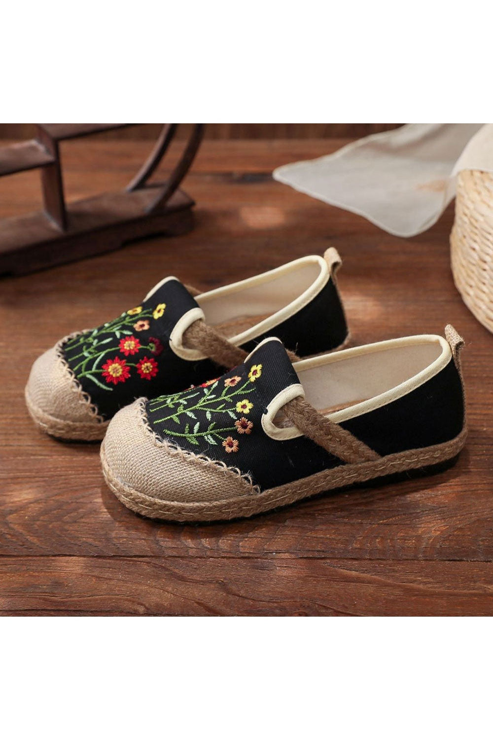 Mori Girl Flowers Embroidered Shoes cottagecoreclothes