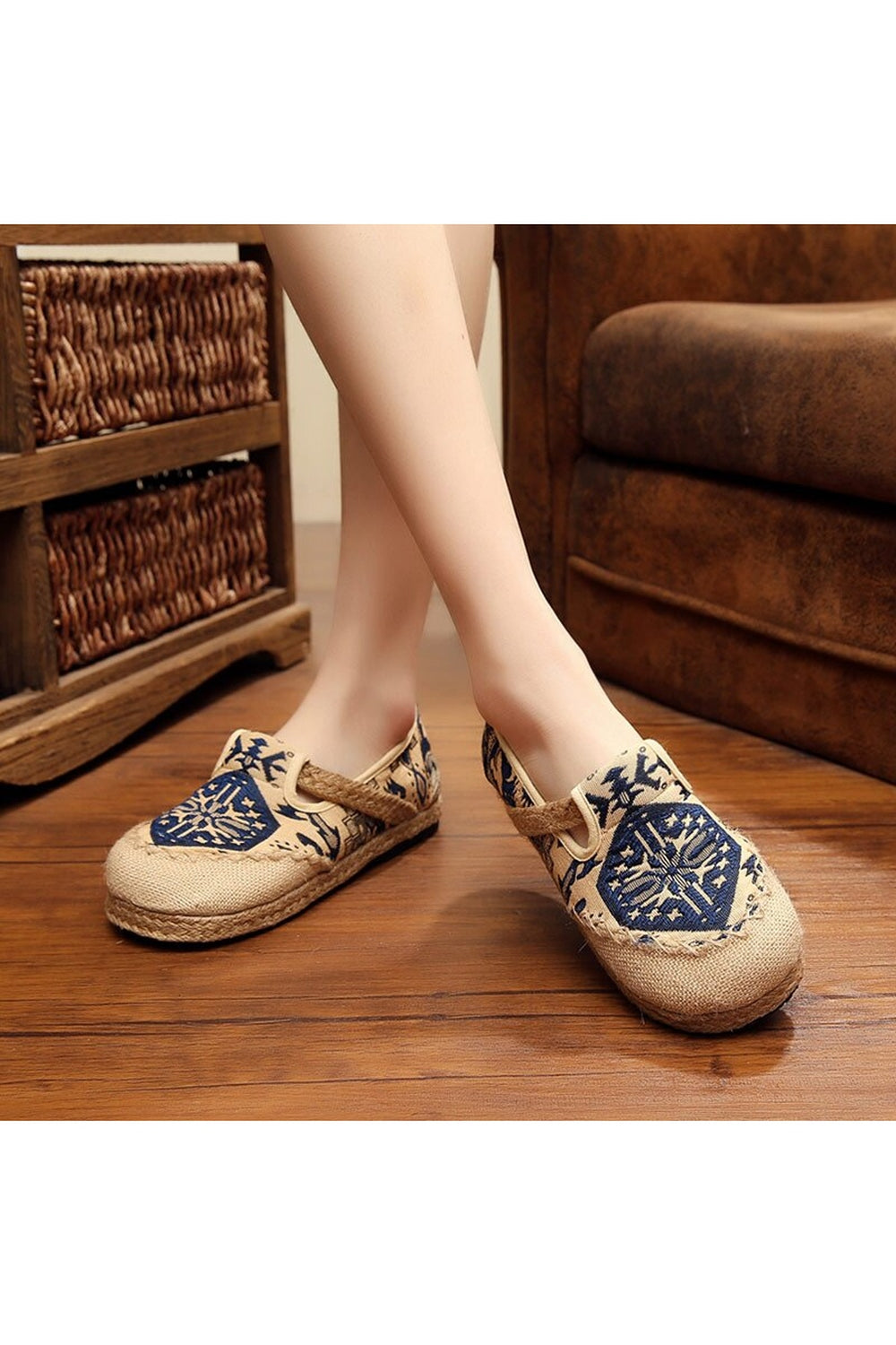 Embroidered Casual Loafers cottagecoreclothes