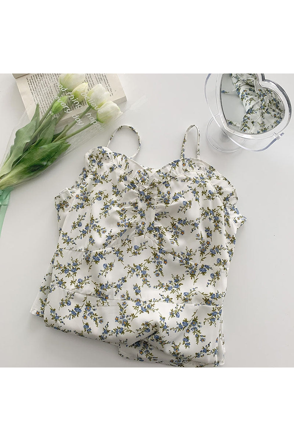 Two Piece Flower Long Dress & Vintage Blue Cardigan cottagecoreclothes