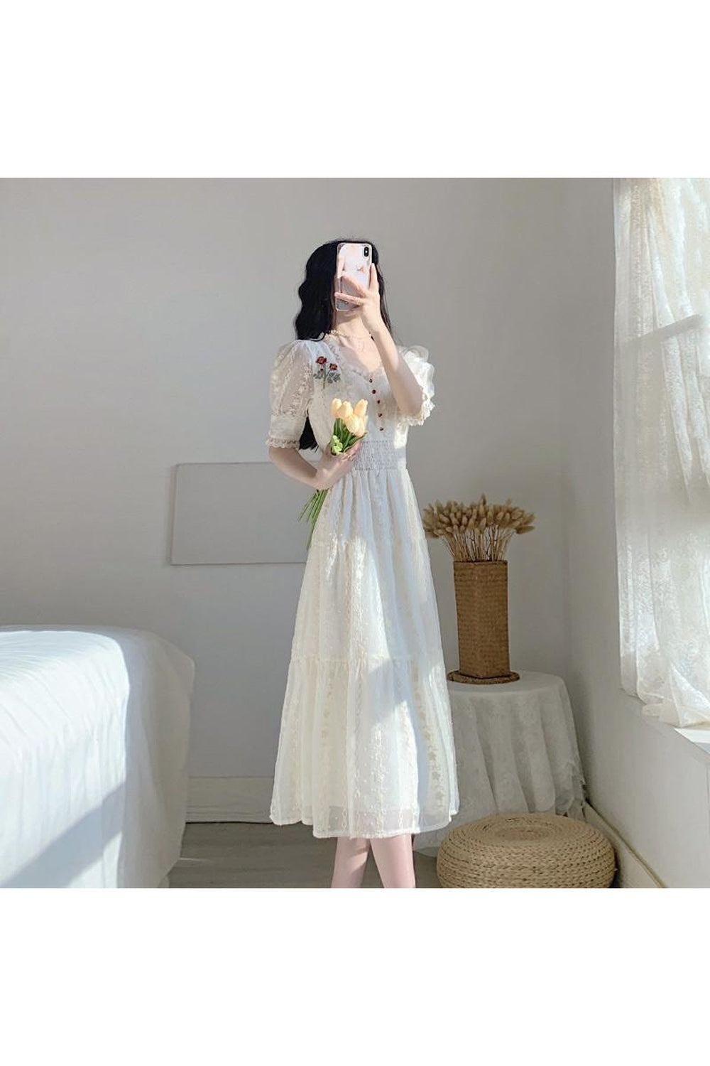 Fairycore Lace Midi Dress cottagecoreclothes