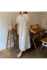 V-Neck Long Floral Dress cottagecoreclothes