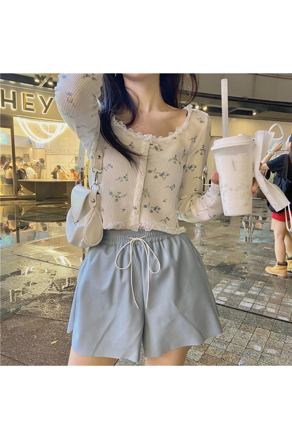 Lace Floral Long Sleeve Crop Top cottagecoreclothes