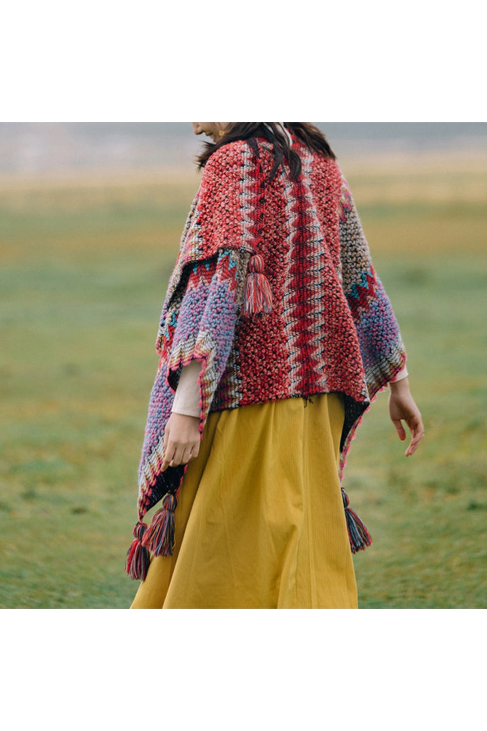 Floral Knitted Vintage Poncho cottagecoreclothes