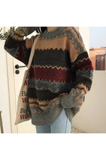 Vintage Style Striped Loose Fall Sweater cottagecoreclothes