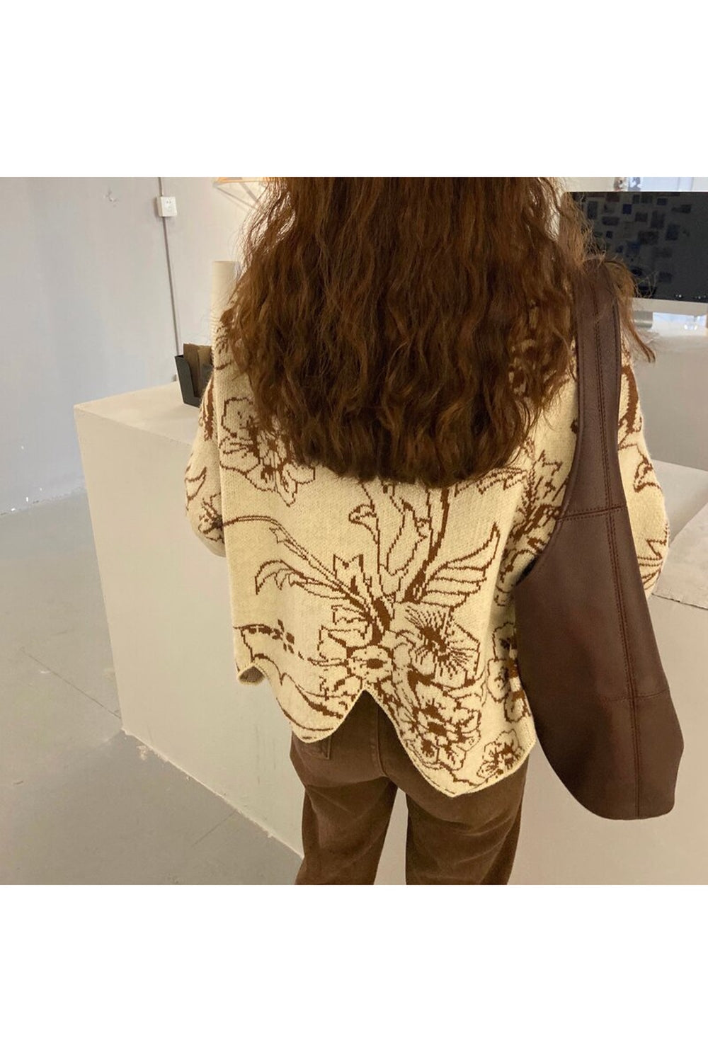 Irregular Retro Fashion Floral Fall Sweater cottagecoreclothes