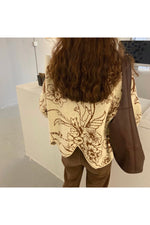 Irregular Retro Fashion Floral Fall Sweater cottagecoreclothes