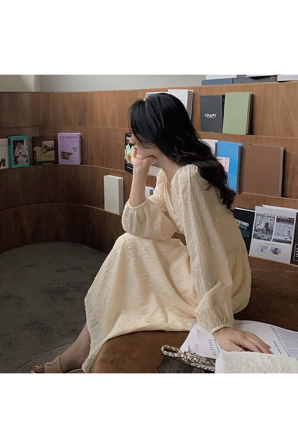 Elegant Fairycore Long Sleeve Dress cottagecoreclothes