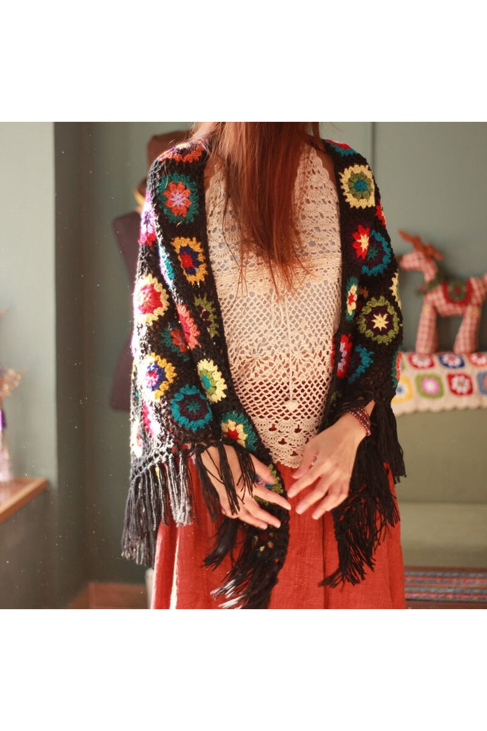Mori Girl Retro Knit Scarf cottagecoreclothes