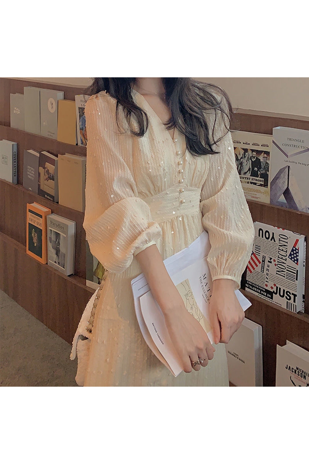 Elegant Fairycore Long Sleeve Dress cottagecoreclothes