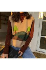 Retro Aesthetic V-neck Fall Sweater cottagecoreclothes
