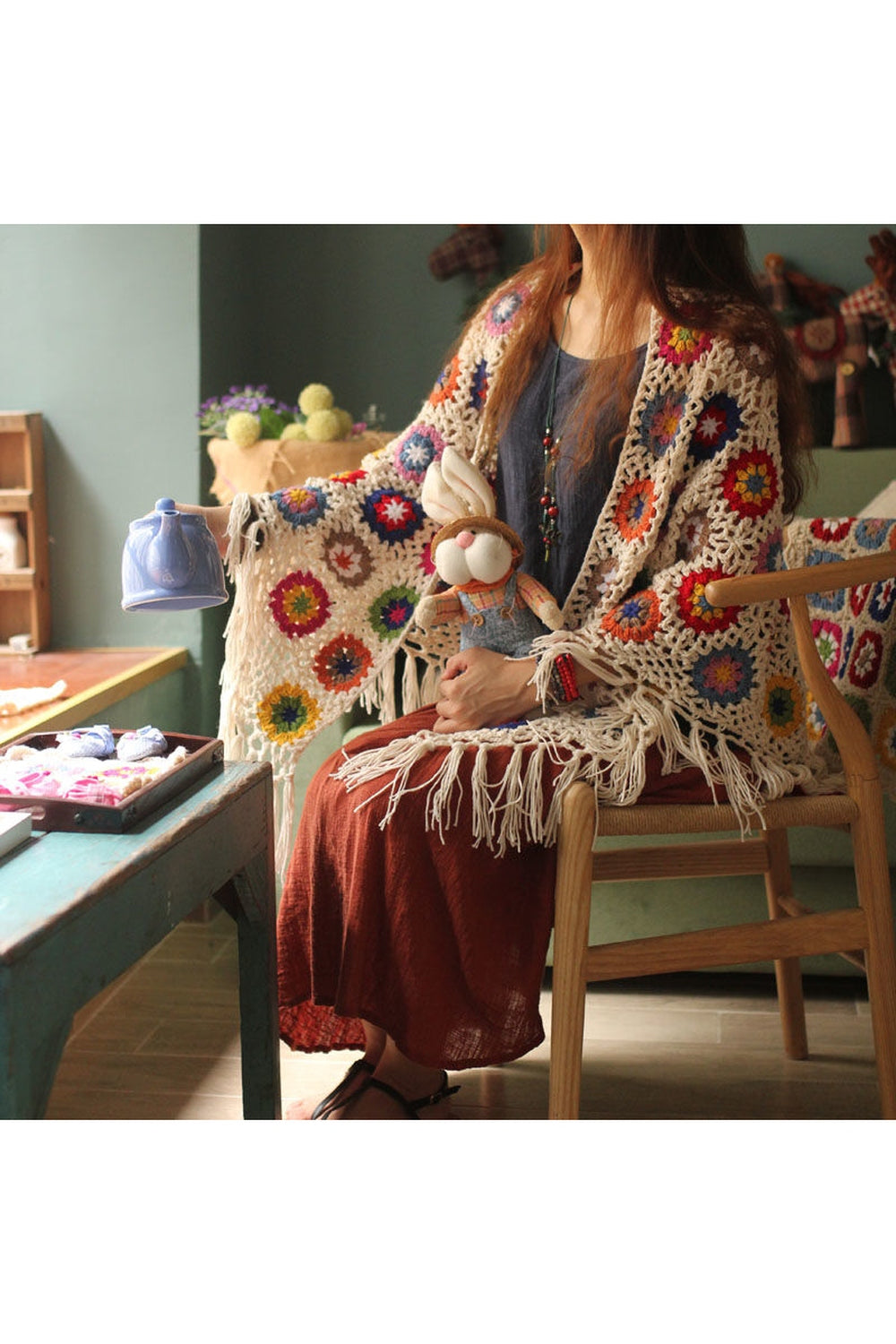 Mori Girl Retro Knit Scarf cottagecoreclothes