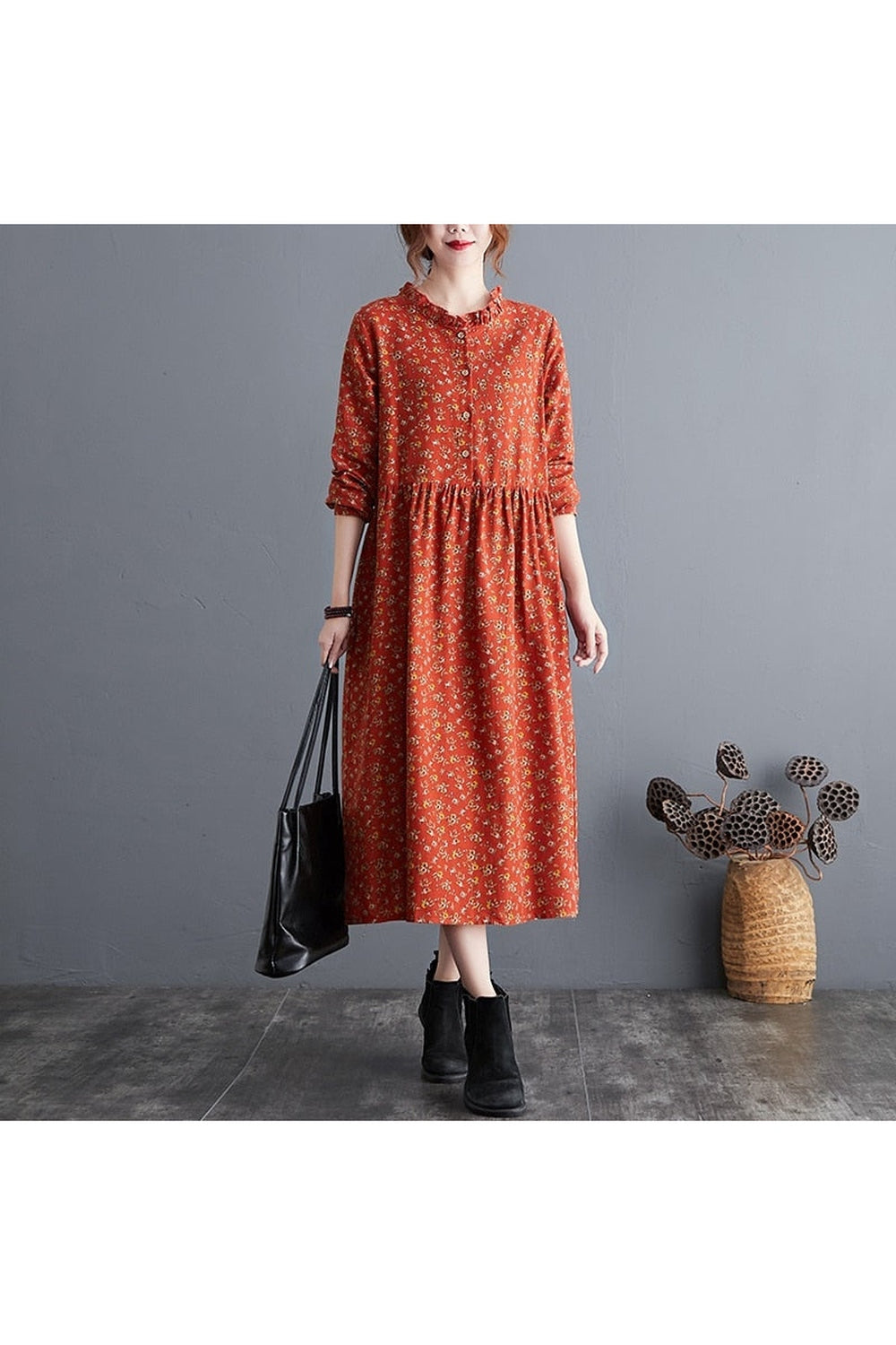 Vintage Cotton Linen Floral Dress cottagecoreclothes