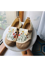 Mori Girl Flowers Embroidered Shoes cottagecoreclothes