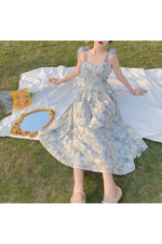 Long Flower Strap Dress cottagecoreclothes