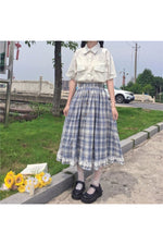 Vintage Plaid Ruffles Cotton Skirt cottagecoreclothes