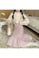 Vintage Plaid Strap Dress & Cute Fall Sweater cottagecoreclothes