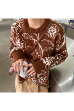 Irregular Retro Fashion Floral Fall Sweater cottagecoreclothes